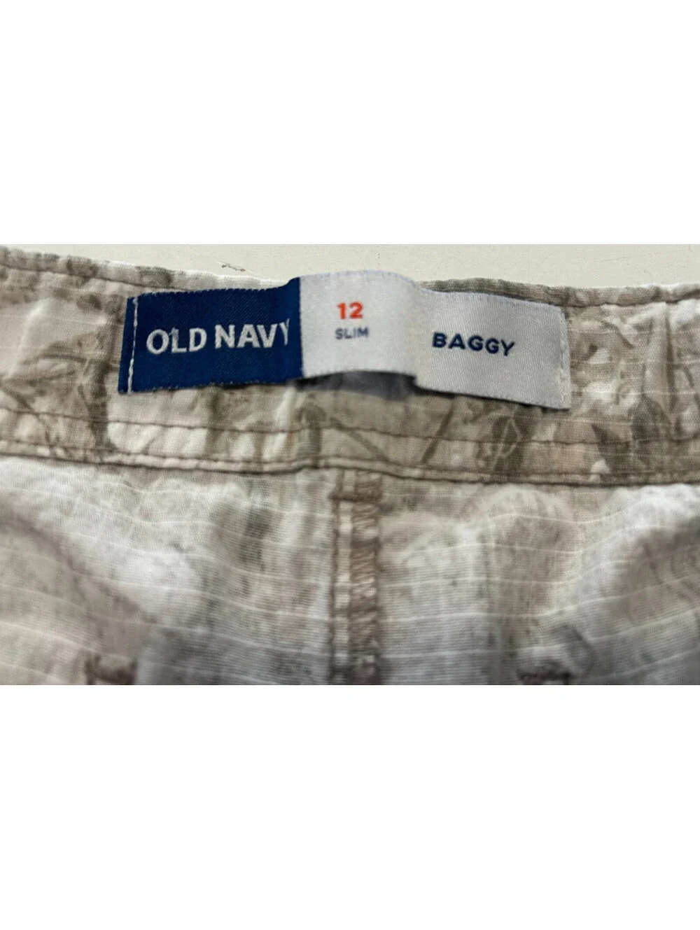 Old Navy Boys Light Camo Cargo Pants Size 12 Slim Baggy